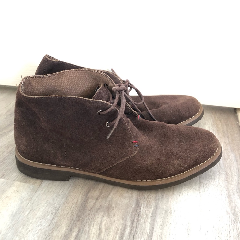 Tommy Hilfiger Brown Leather Suede Chukka Boots Men’s 11 Classic Casual